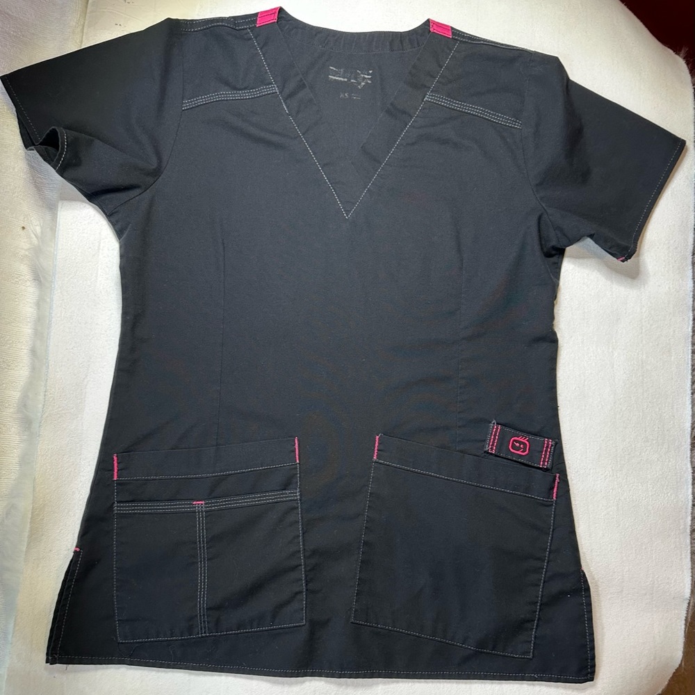 Women’s Spread Good Cheer Scrubs Black w Hot Pink Trim